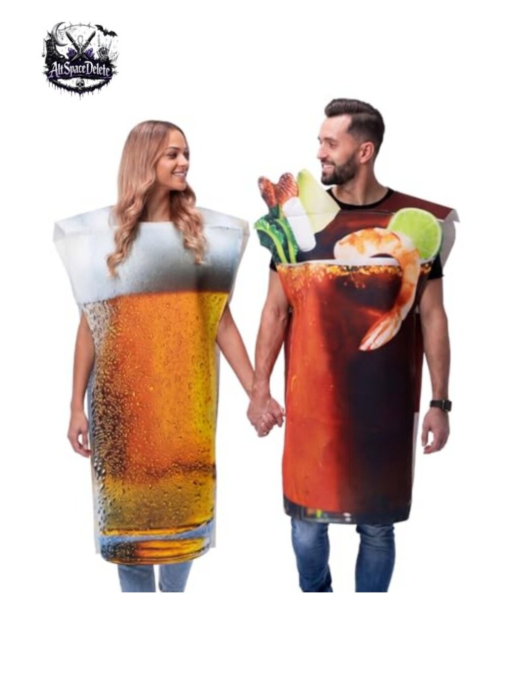HooLing 2 Pc Halloween Couples Costumes Beer & Spicy Tomato Juice Adult Felt
